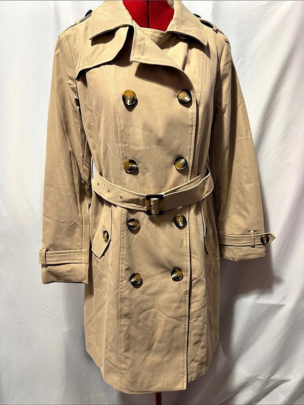 OROLAY Women's Double-Breasted Trench Coat Beige XS NWT